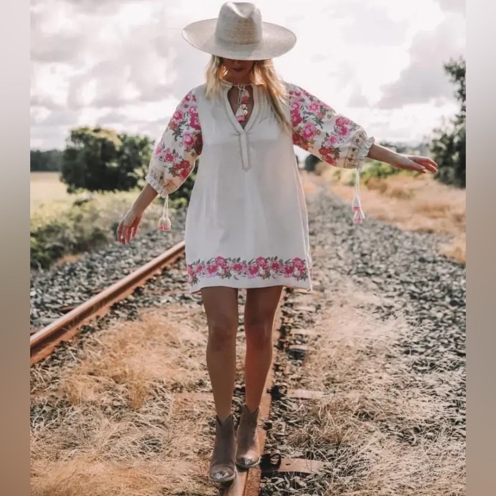 Spell & The Gypsy Embroidered Dress Cleo XL EUC - Picture 1 of 10